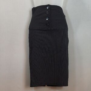 Fashion Magazine Black/White Pinstripe High Waist Pencil Skirt